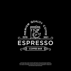 Coffee espresso with vintage badge logo design template