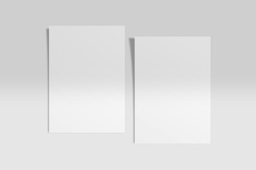 Realistic blank flyer brochure for mockup. Paper or poster illustration. 3D Render.