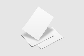 Realistic blank flyer brochure for mockup. Paper or poster illustration. 3D Render.