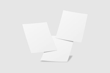 Realistic blank flyer brochure for mockup. Paper or poster illustration. 3D Render.