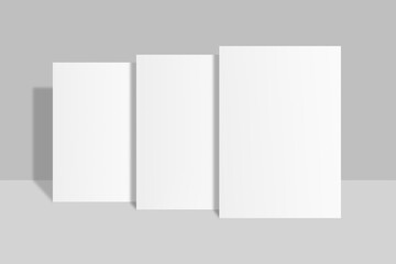 Realistic blank flyer brochure for mockup. Paper or poster illustration. 3D Render.