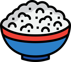 rice bowl color outline icon