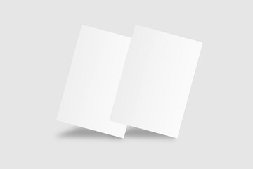 Realistic blank flyer brochure for mockup. Paper or poster illustration. 3D Render.