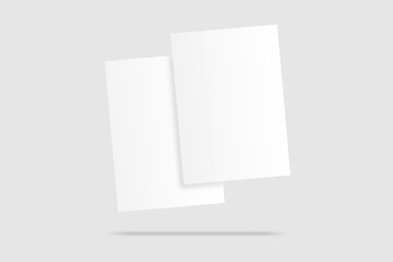 Realistic blank flyer brochure for mockup. Paper or poster illustration. 3D Render.