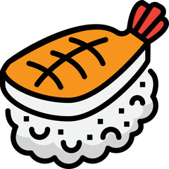 ebi sushi color outline icon