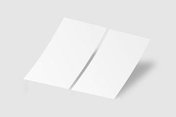Realistic blank flyer brochure for mockup. Paper or poster illustration. 3D Render.