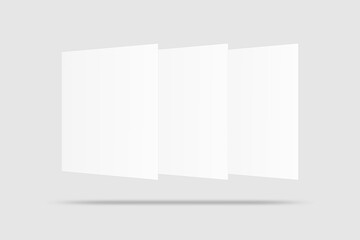 Realistic blank flyer brochure for mockup. Paper or poster illustration. 3D Render.