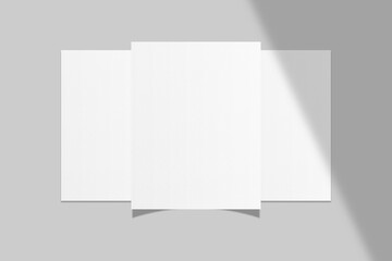 Realistic blank flyer brochure for mockup. Paper or poster illustration. 3D Render.