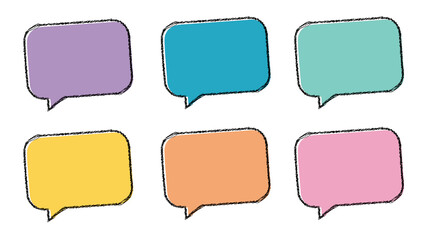 set of colorful speech bubbles, post-it