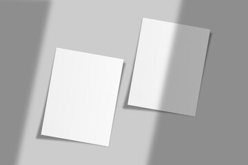 Realistic blank flyer brochure for mockup. Paper or poster illustration. 3D Render.