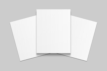 Realistic blank flyer brochure for mockup. Paper or poster illustration. 3D Render.