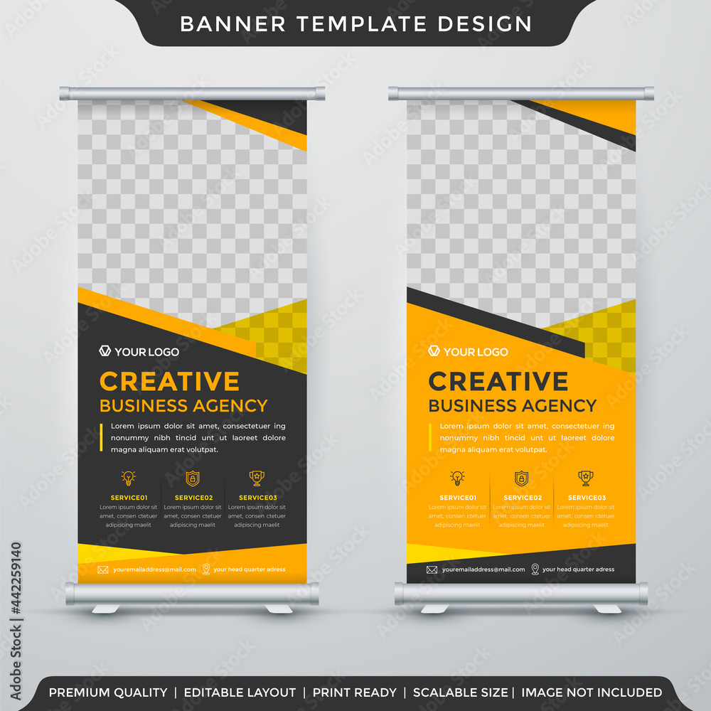 Wall mural business stand banner template with abstract background and modern layout