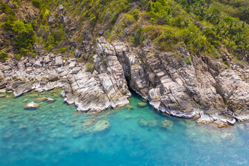 Fototapeta premium View of Koh Tao Thailand with copy space and no people South East Asia Drone Aerial UAV