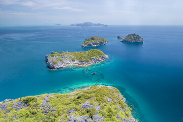Angthong National Marine Park, Thailand islands natural background sea land beach sky water ocean Gulf of Thailand no people copy space yachting yacht sail boat sailing adventure escape drone aerial