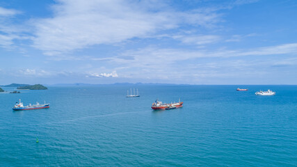 Fototapeta na wymiar Oil Tankers off the Coastline of South Thailand