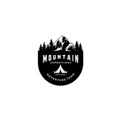 Mountain Illustration, Outdoor Adventure Emblem Logo Label