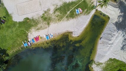 Boats on the Water in Thailand South East Asia Drone Aerial 