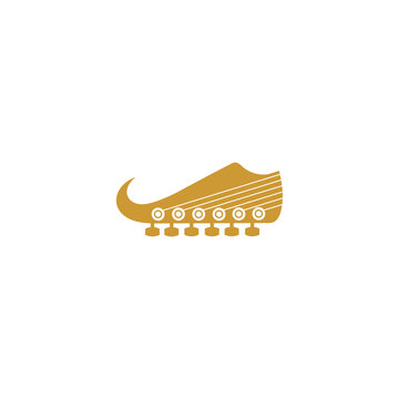 The Golden Guitar Head Looks Like Aladdin's Shoes Icon Logo Design