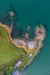 Solva, Pembrokeshire, Wales drone aerial photo of the coast line copy space and no people