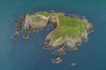 Solva, Pembrokeshire, Wales drone aerial photo of the coast line copy space and no people