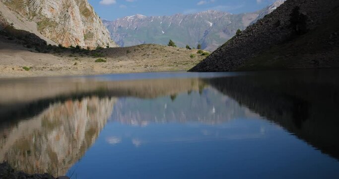 Lake in the mountains of Uzbekistan. Early morning view. Central Asia Tian Shan mountains, Lake Badak. 22 of 27