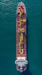 Oil Tanker in the Irish sea off of the Pembrokeshire Coast, Wales, drone shot