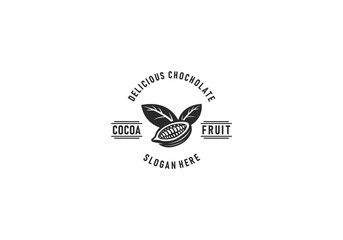 cocoa fruits logo template. Chocolate cocoa beans cocoa pod and plant cacao vector design Nature. in white background