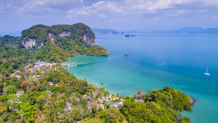 Naklejka premium Drone shots of Koh Yao Noi, Thailand