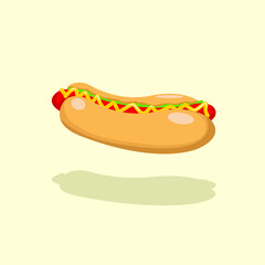 vector hotdog with sausage and mayonnaise
