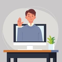 young man video call