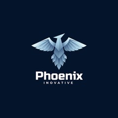 Vector Logo Illustration Phoenix Gradient Colorful Style.