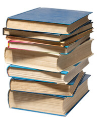 stacked old book isolated on white background
