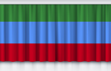 Flag of Dagestan on silk curtain, stage performance event ceremony show illustration