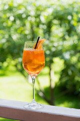 Bright Fresh Lemon Lime Orange Agave Homemade Margarita. Fresh cocktail with orange, mint and ice. Natural background