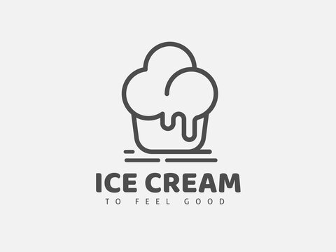 Ice Cream Logo Design Concept For Cup Ice Cream, Minimal Ice Cream Logo, Simple Flat Design Ice Cream Logo