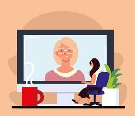 woman making interview video call