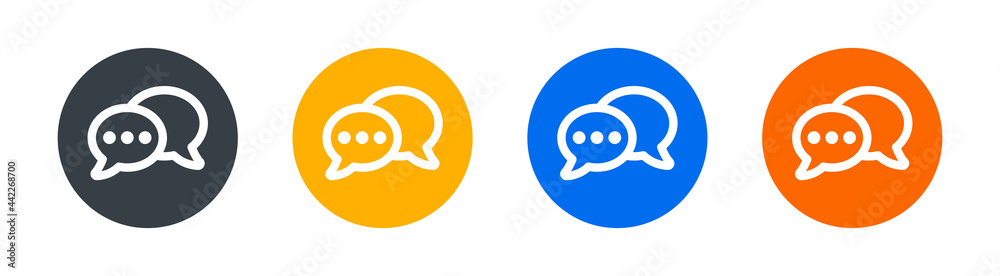 Poster chat, chatting icon set on button circle design. vector illustration