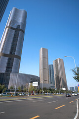 Fototapeta na wymiar Office buildings and streets in Wangjing Commercial District, Beijing