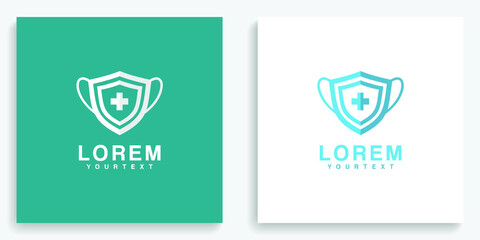 Blue Mask Medical Logo. Modern logo icon symbol template vector design