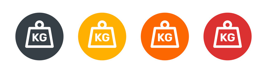 Weight kilogram icon set. Fitness equipment concept