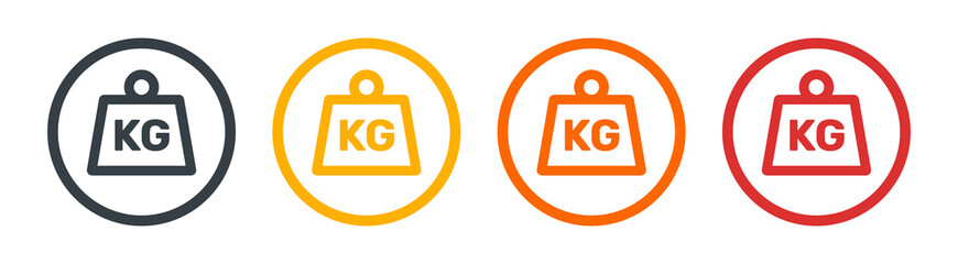 KG weight icon set. Kilogram symbols. Vector illustration