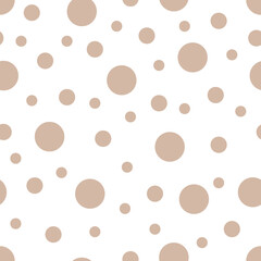 Seamless pattern. White background with brown circles . Vector illustration.