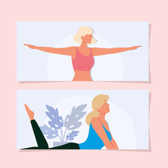 Obraz na płótnie Canvas women yoga positions banner