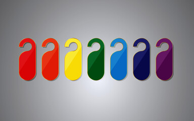 Colorful hotel service tags hanging design. Vector illustration.