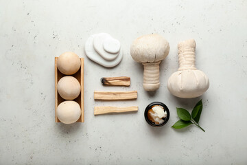 Beautiful spa composition on light background