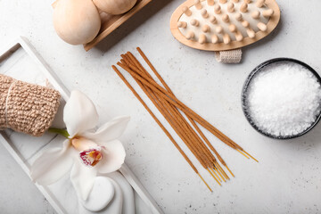 Beautiful spa composition on light background