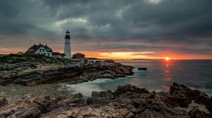 Portland Head Light at Sunrise in Maine 