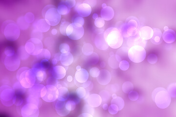 Abstract gradient pink purple background texture with blurred bokeh circles and white lights. Space for design. Beautiful backdrop.