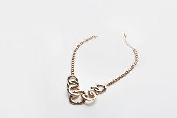 Beautiful necklace on white background