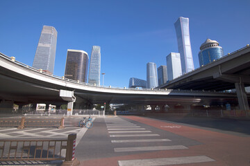 Obraz na płótnie Canvas Beijing International Trade CBD under the blue sky